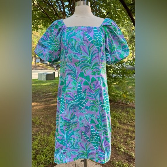 New Lilly Pulitzer Lettie Short Sleeve Dress in Purple Iris On the Chase Size 8 - Picture 2 of 5